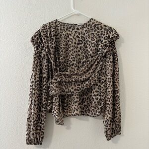 IRO Women’s Leopard Animal Silk Blouse SZ 42 or US Small